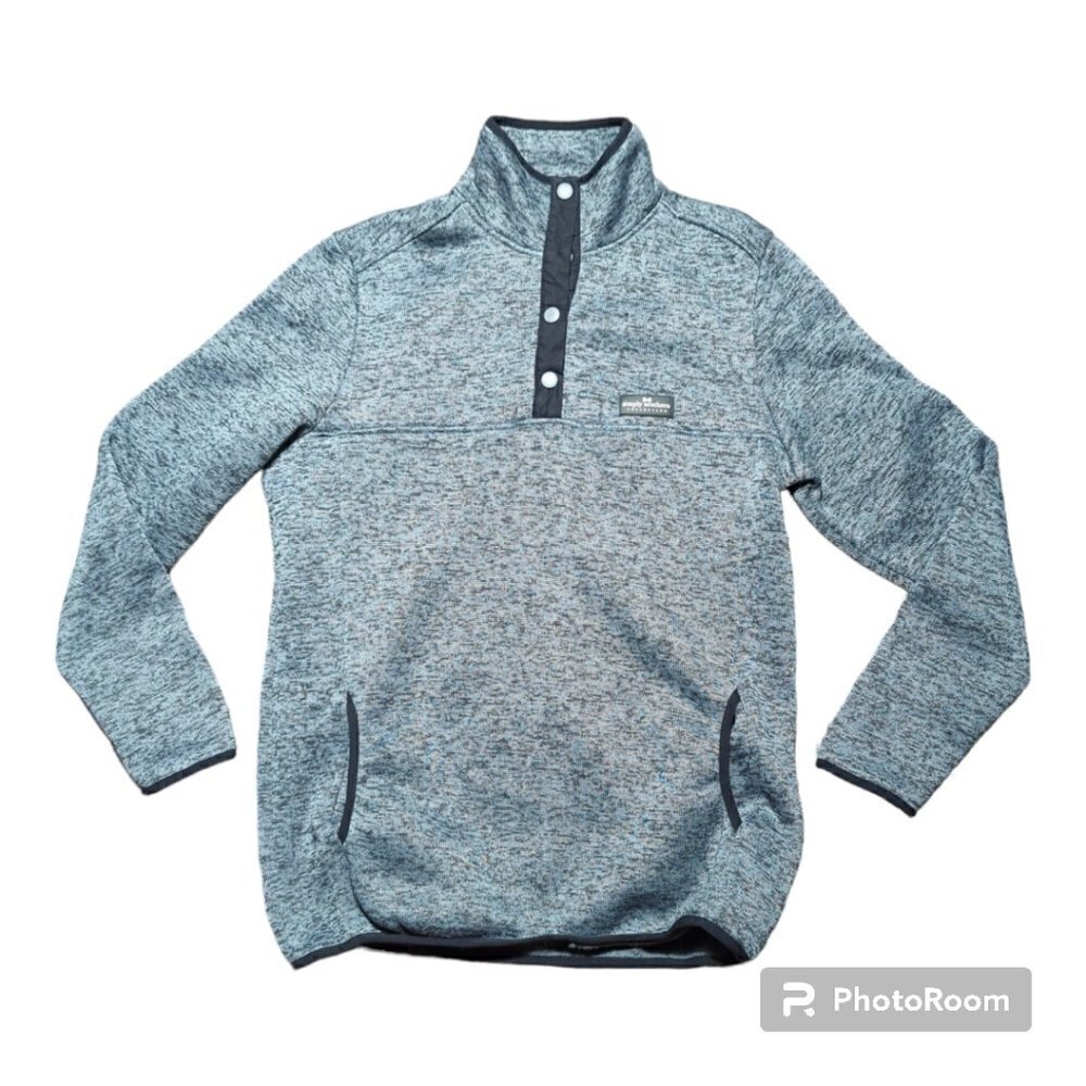Simply Southern Tried & True Collection gray pull over sweater with 1/4 snaps